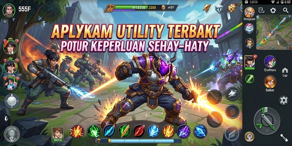Tampilan antarmuka utama 555F yang menunjukkan fitur-fitur Utility.