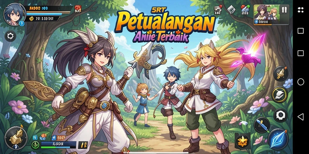 Tangkapan layar gameplay 5RT menampilkan aksi karakter anime yang dinamis.