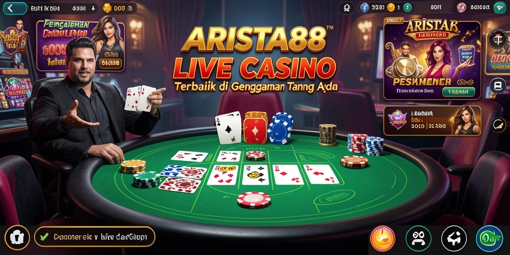 Screenshot menampilkan dealer langsung di game Live Casino ARISTA88
