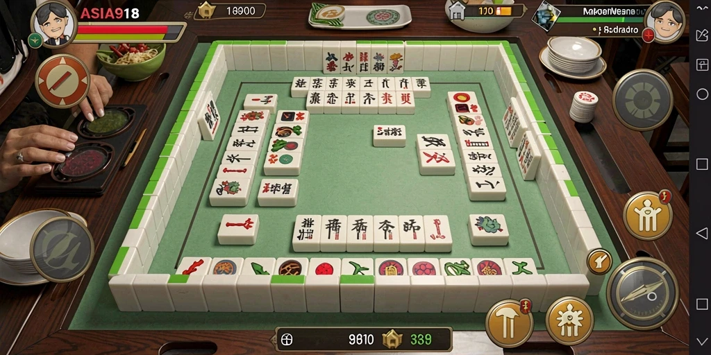 Screenshot gameplay <strong>ASIA918</strong> yang menggambarkan suasana permainan Mahjong yang seru.