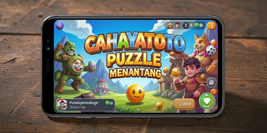 Screenshot utama menunjukkan antarmuka CAHAYATOTO dengan puzzle yang menarik.
