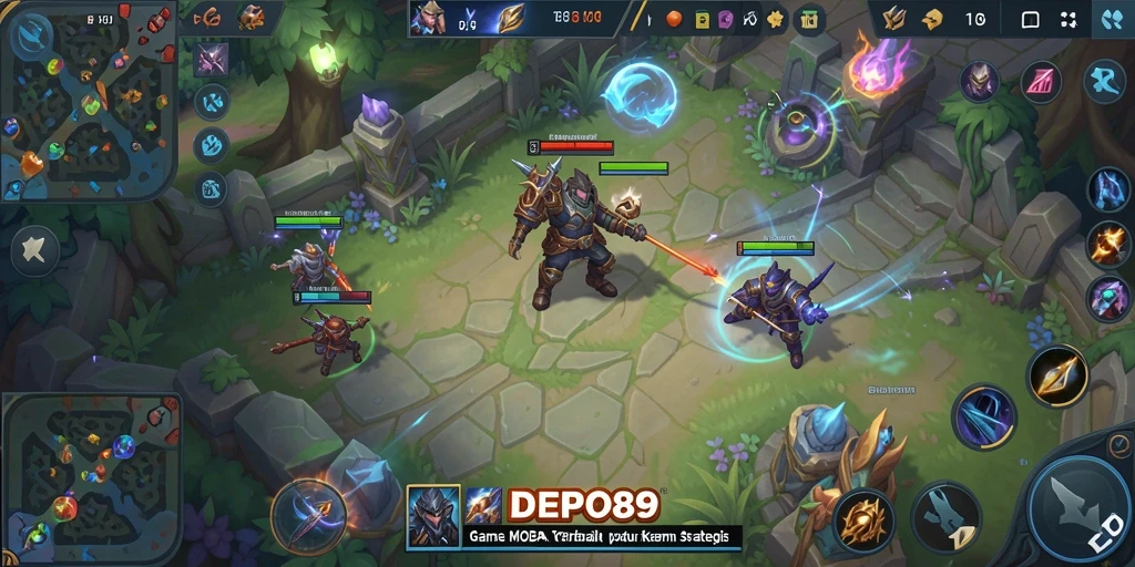 Tampilan aksi seru dalam gameplay MOBA DEPO89.