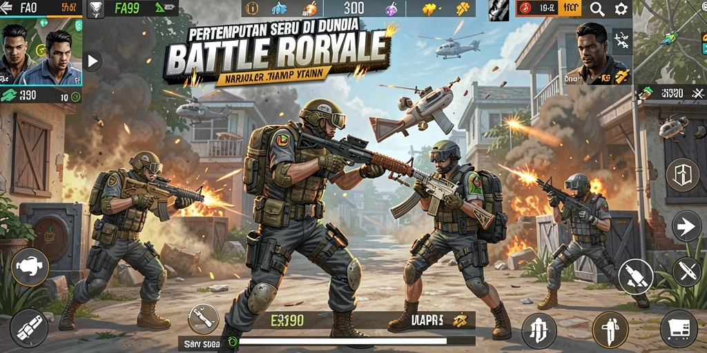 Tangkapan layar menunjukkan aksi seru dalam gameplay FA99 Battle Royale.
