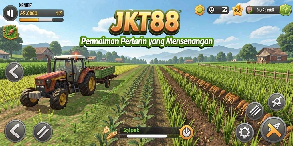 Screenshot JKT88 menampilkan gameplay pertanian yang seru dan interaktif.