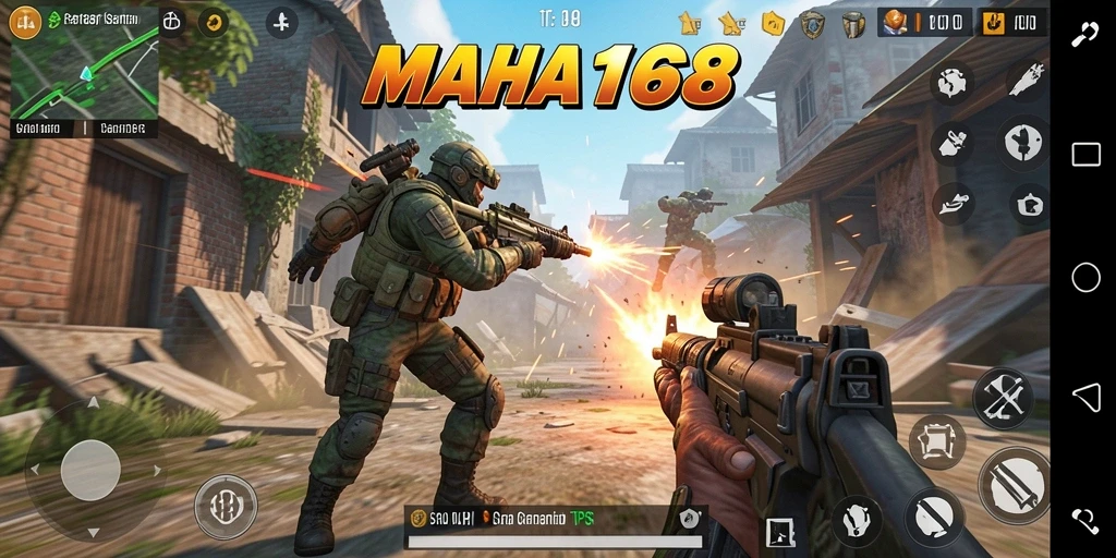 Screenshot utama MAHA168 menampilkan aksi tempur seru dan grafis memukau.
