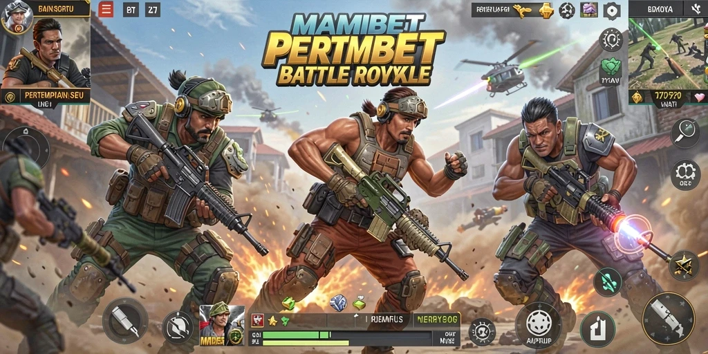 Tampilan mendebarkan dari gameplay MAMIBET dalam pertempuran Battle Royale.