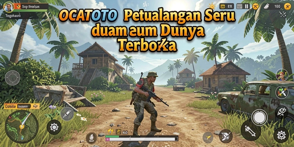Tangkapan layar gameplay OCATOTO menunjukkan eksplorasi dunia yang luas.