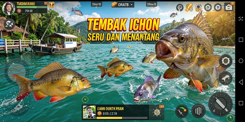 Tampilan permainan Tembak Ikan di ORA78 yang penuh warna.