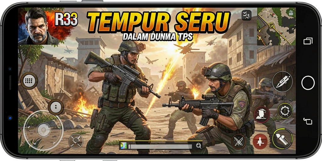 Tangkapan layar gameplay <strong>RR33</strong> menunjukkan aksi tembak-menembak yang seru.