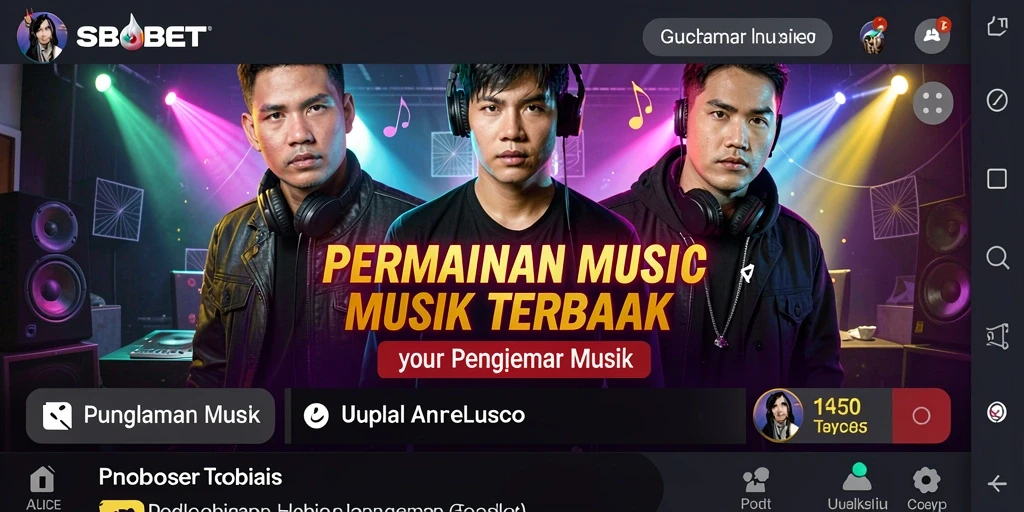 Skrin utama SBOBET menampilkan antarmuka permainan musik yang interaktif dan menarik.
