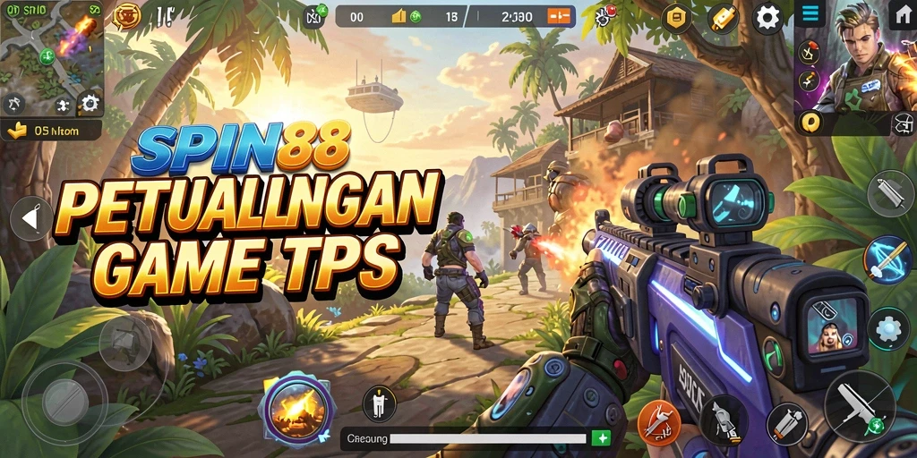 Screenshot gameplay SPIN88 dengan aksi seru di dalam game TPS.