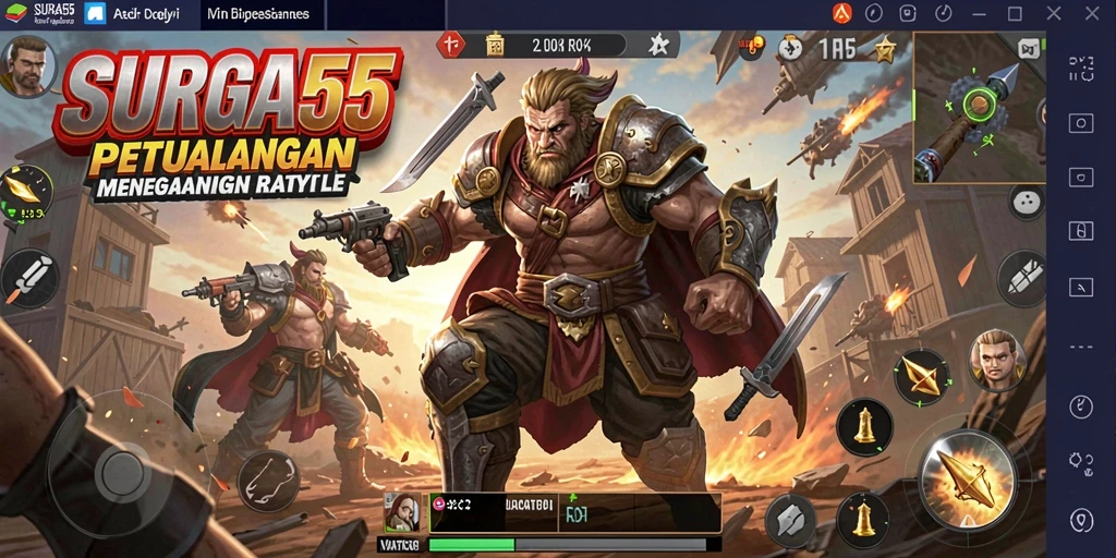 Screenshot gameplay SURGA55 dengan aksi mengesankan di medan perang.
