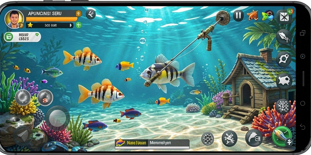 Tampilan gameplay V07 menunjukkan pengalaman memancing yang menyenangkan.