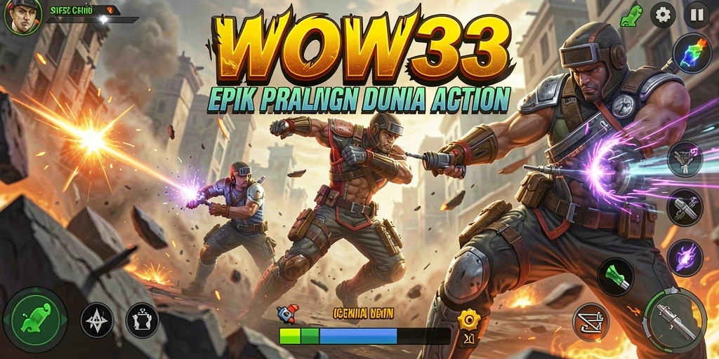 Screenshot WOW33 menunjukkan pertarungan seru di dalam arena.